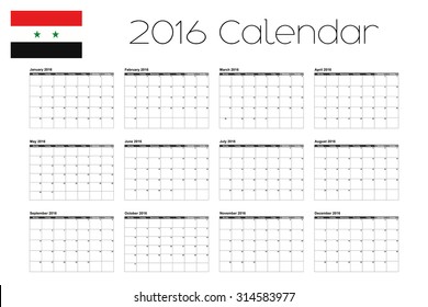 A 2016 Calendar with the Flag of Syria