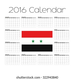 A 2016 Calendar with the Flag of Syria