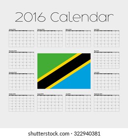 A 2016 Calendar with the Flag of Tanzania
