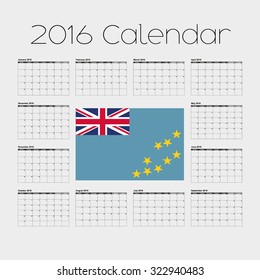 A 2016 Calendar with the Flag of Tavalu