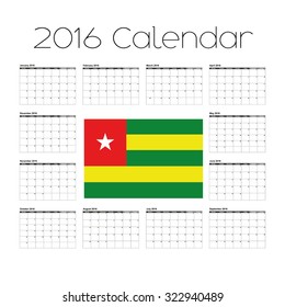 A 2016 Calendar with the Flag of Togo