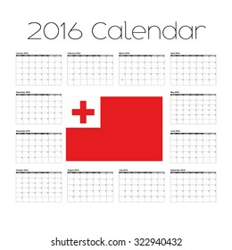 A 2016 Calendar with the Flag of Tonga