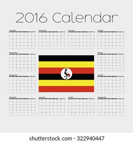 A 2016 Calendar with the Flag of Uganda