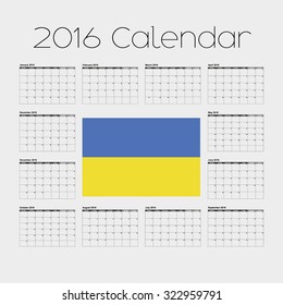 A 2016 Calendar with the Flag of Ukraine