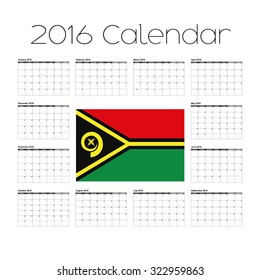 A 2016 Calendar with the Flag of Vanuatu