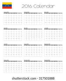 A 2016 Calendar with the Flag of Venezuela