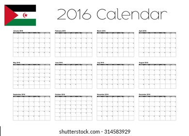 A 2016 Calendar with the Flag of Western Sahara