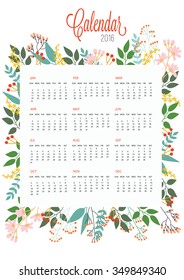 2016 Calendar  with floral collection