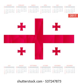 2016 Calendar - Georgia Country Flag Banner - Happy new Year calendar template - Week starts with Sunday - Vector illustration