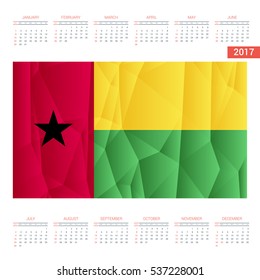 2016 Calendar - Guinea-Bissau Country Flag Banner - Happy new Year calendar template - Week starts with Sunday - Vector illustration