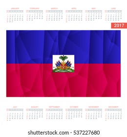 2016 Calendar - Haiti Country Flag Banner - Happy new Year calendar template - Week starts with Sunday - Vector illustration