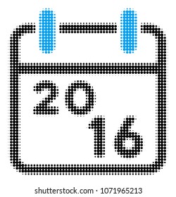 2016 Calendar halftone vector icon. Illustration style is dotted iconic 2016 Calendar icon symbol on a white background. Halftone pattern is round points.