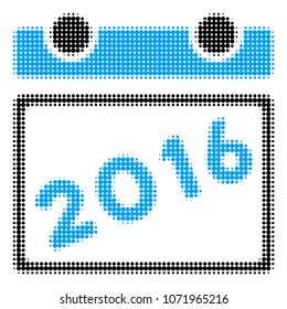 2016 Calendar halftone vector pictogram. Illustration style is dotted iconic 2016 Calendar icon symbol on a white background. Halftone matrix is circle points.