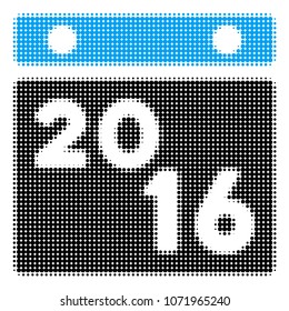 2016 Calendar halftone vector pictogram. Illustration style is dotted iconic 2016 Calendar icon symbol on a white background. Halftone pattern is circle spots.