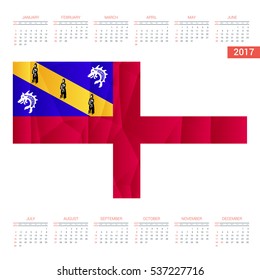 2016 Calendar - Herm Country Flag Banner - Happy new Year calendar template - Week starts with Sunday - Vector illustration