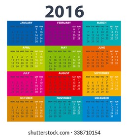 2016 Calendar - illustration art vector color design