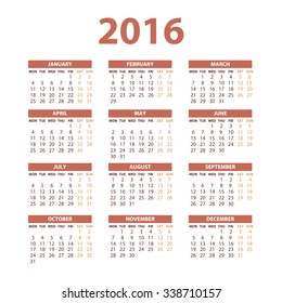 2016 Calendar - illustration art vector color design