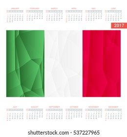 2016 Calendar - Italy Country Flag Banner - Happy new Year calendar template - Week starts with Sunday - Vector illustration