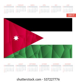 2016 Calendar - Jordan Country Flag Banner - Happy new Year calendar template - Week starts with Sunday - Vector illustration