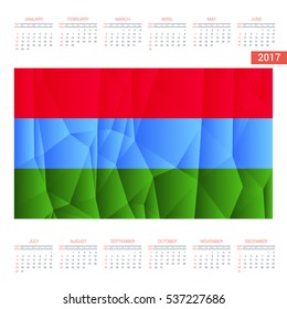 2016 Calendar - Karelia Country Flag Banner - Happy new Year calendar template - Week starts with Sunday - Vector illustration