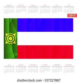 2016 Calendar - Khakassia Country Flag Banner - Happy new Year calendar template - Week starts with Sunday - Vector illustration