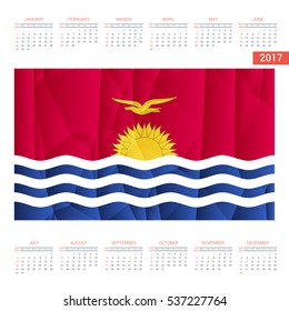 2016 Calendar - Kiribati Country Flag Banner - Happy new Year calendar template - Week starts with Sunday - Vector illustration