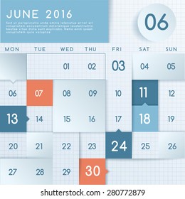 2016 Calendar Layout : Vector Illustration