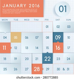 2016 Calendar Layout : Vector Illustration