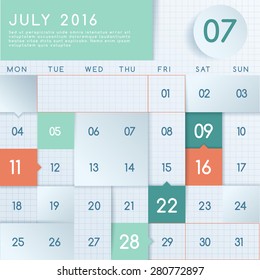 2016 Calendar Layout : Vector Illustration