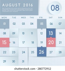 2016 Calendar Layout : Vector Illustration