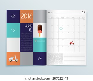 2016 Calendar in Magazine Template