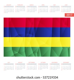 2016 Calendar - Mauritius Country Flag Banner - Happy new Year calendar template - Week starts with Sunday - Vector illustration

