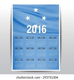 2016 Calendar - Micronesia Country Flag Banner - Happy new Year calendar template - Week starts with Sunday - Vector illustration