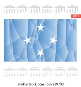 2016 Calendar - Micronesia,-Federated-States Country Flag Banner - Happy new Year calendar template - Week starts with Sunday - Vector illustration

