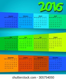 2016 calendar modern simple design