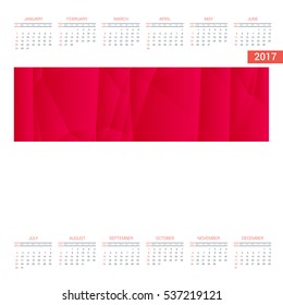 2016 Calendar - Monaco Country Flag Banner - Happy new Year calendar template - Week starts with Sunday - Vector illustration

