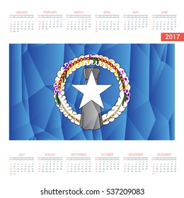 2016 Calendar - Northern-Mariana-Islands Country Flag Banner - Happy new Year calendar template - Week starts with Sunday - Vector illustration

