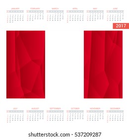 2016 Calendar - Peru Country Flag Banner - Happy new Year calendar template - Week starts with Sunday - Vector illustration

