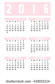 2016 Calendar Planner Design.