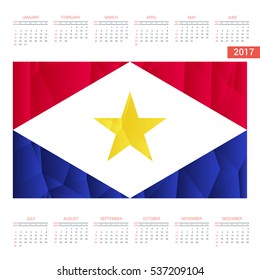 2016 Calendar - Saba Country Flag Banner - Happy new Year calendar template - Week starts with Sunday - Vector illustration

