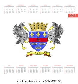 2016 Calendar - Saint-Barthelemy Country Flag Banner - Happy new Year calendar template - Week starts with Sunday - Vector illustration


