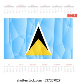 2016 Calendar - Saint-Lucia Country Flag Banner - Happy new Year calendar template - Week starts with Sunday - Vector illustration

