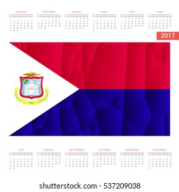 2016 Calendar - Saint-Martin Country Flag Banner - Happy new Year calendar template - Week starts with Sunday - Vector illustration

