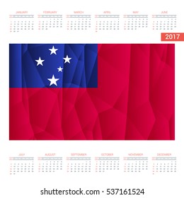 2016 Calendar. Samoa Country Flag. Happy new Year calendar template. Vector illustration