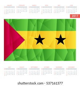 2016 Calendar. Sao-Tome-and-Principe  Country Flag. Happy new Year calendar template. Vector illustration