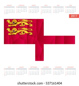 2016 Calendar. Sark Country Flag. Happy new Year calendar template. Vector illustration