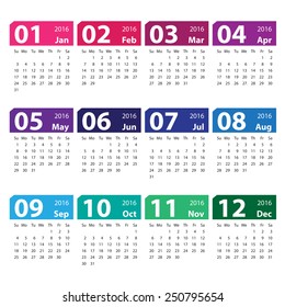 2016 calendar simple design