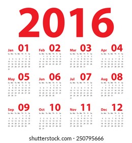 2016 calendar simple design