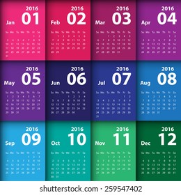Einfache Gestaltung des Kalenderjahres 2016