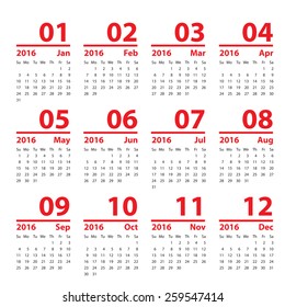 2016 calendar simple design